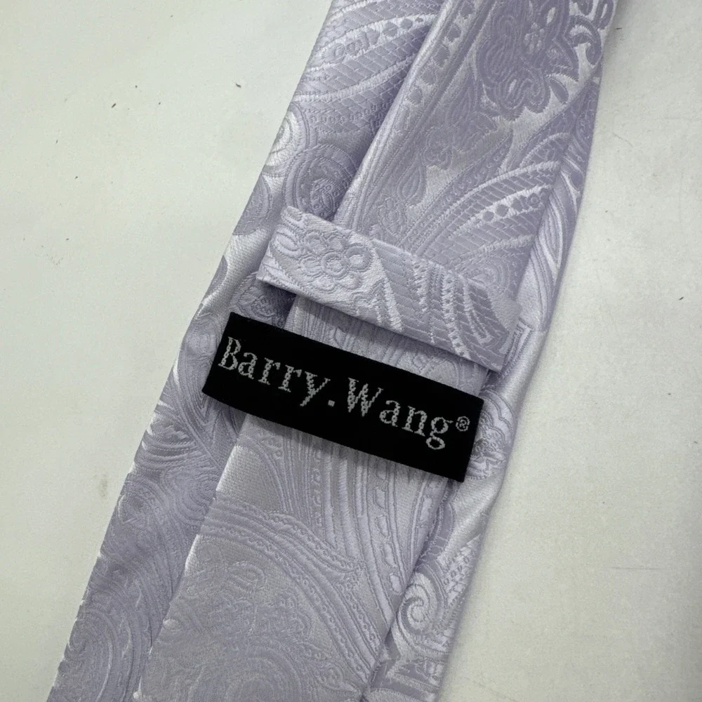 Barry Wang Hand Made 100% Silk Men's Neck Tie Lavender Textured 59